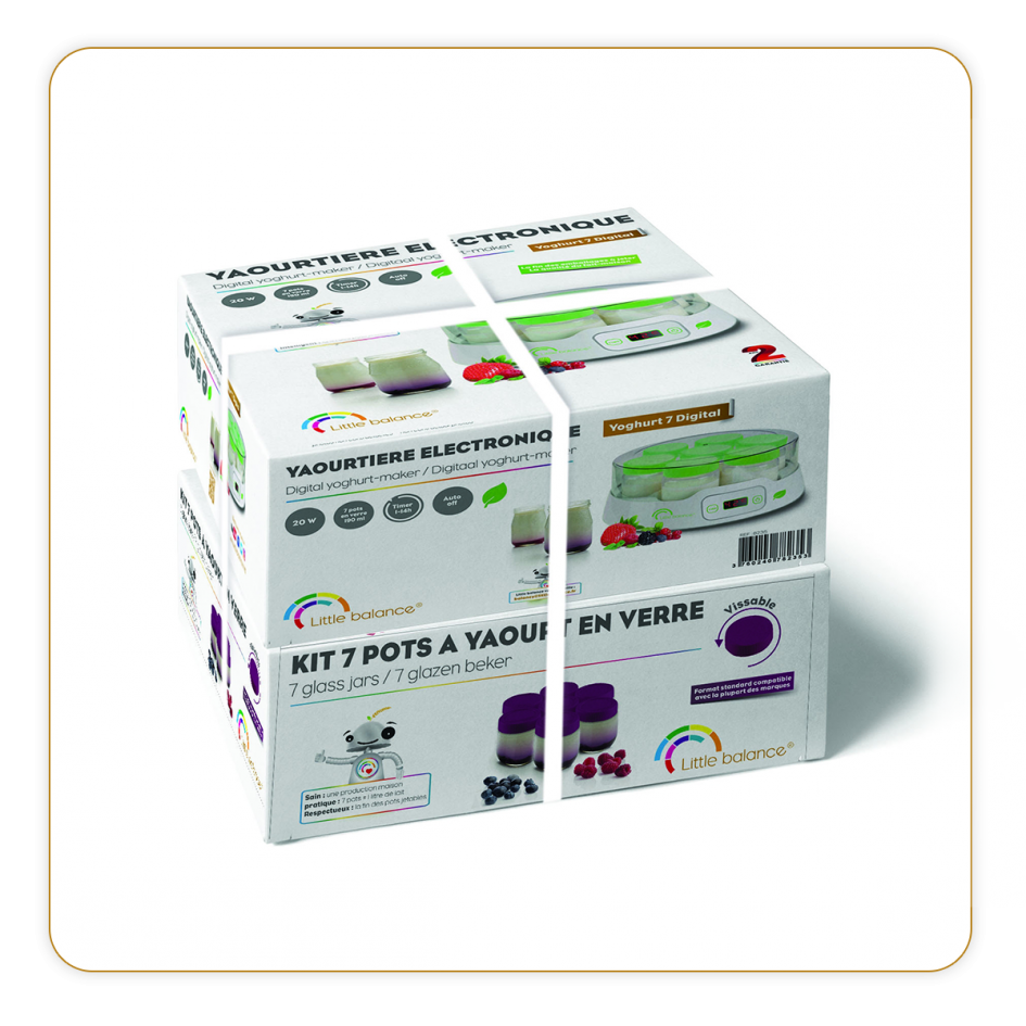YAOURTIERE DIGITALE 7 POTS LITTLE BALANCE + 7 POTS EN VERRE OFFERTS