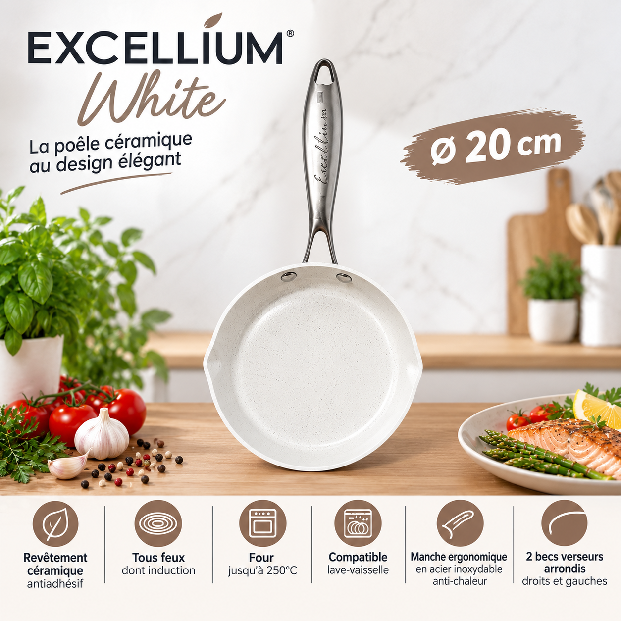 POELE EXCELLIUM WHITE LOT DE 3 — image 2